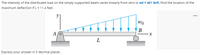 The intensity of the distributed load on the simply supported beam varies linearly from zero to wo = 401 Ib/ft. Find the location of the
maximum deflection if L = 11.4 feet.
y
...
Wo
В
A
L
Express your answer in 5 decimal places.
