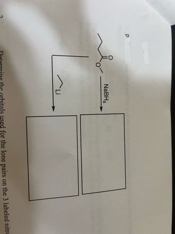 p.
NaBH4
L.
the orbitals used for the lone pairs
on the 3 labeled nitro