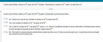 Answered Could a set of three vectors in R span bartleby