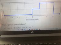 -4
-3
-2
-1
1
3
time in seconds
What signal is plotted above?
(a) rect((t- 1.5)/3) + rect((t-2)/2)
75°F
O Type here to search
hp
prt sc
delete
home
fs
10
4.
