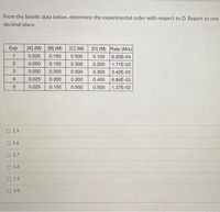 Answered: From The Kinetic Data Below, Determine… | Bartleby