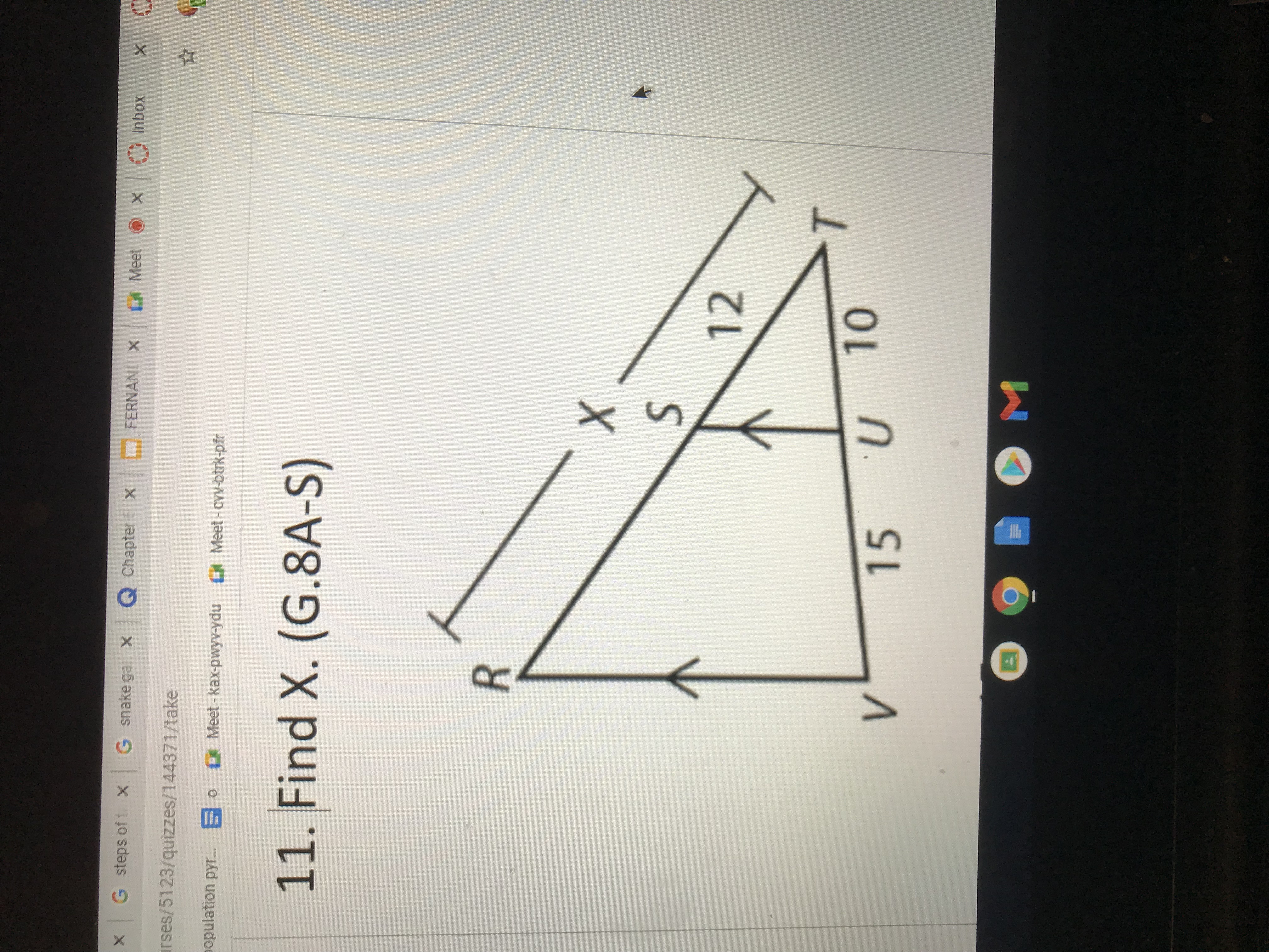 11. Find X. (G.8A-S)
