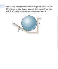 Answered: The 50-kg homogeneous smooth sphere… | bartleby