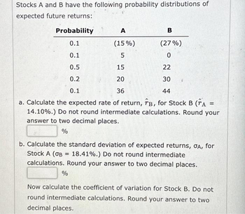 Answered: Stocks A And B Have The Following… | Bartleby