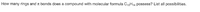 How many rings and a bonds does a compound with molecular formula C10H14 possess? List all possibilities.
