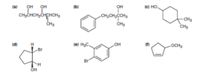 (a)
он
он
(b)
он
(c) HO.
CH3CHCH,CHPHCH3
CH3
CH2CH2CCH3
CH3
CH3
CH3
(d)
(e) H3C,
OH
OCH3
Br
Br
OH
