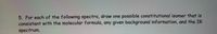 5. For each of the following spectra, draw one possible constitutional isomer that is
consistent with the molecular formula, any given background information, and the IR
spectrum.
