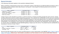 Required information
[The following information applies to the questions displayed below.]
While completing undergraduate school work in information systems, Dallin Bourne and Michael Banks decided to start a
technology support company called eSys Answers. During year 1, they bought the following assets and incurred the
following start-up fees:
Year 1 Assets
Purchase Date
Basis
Computers (5-year)
Office equipment (7-year)
Furniture (7-year)
Start-up costs
October 30, Year 1
October 30, Year 1
October 30, Year 1
October 30, Year 1
$16,400
10,000
5,800
19,520
In April of year 2, they decided to purchase a customer list from a company providing virtually the same services, started
by fellow information systems students preparing to graduate. The customer list cost $12,520, and the sale was completec
on April 30. During their summer break, Dallin and Michael passed on internship opportunities in an attempt to really grow
their business into something they could do full time after graduation. In the summer, they purchased a small van (for
transportation, not considered a luxury auto) and a pinball machine (to help attract new employees). They bought the van
on June 15, Year 2, for $29,000 and spent $4,400 getting it ready to put into service. The pinball machine cost $5,400 and
was placed in service on July 1, Year 2.
Year 2 Assets
Purchase Date
Basis
$ 33,400
June 15, Year 2
July 1, Year 2
April 30, Year 2
Van
Pinball machine (7-year)
5,400
12,520
Customer list
Assume that eSys Answers does not claim any $179 expense or bonus depreciation. (Use MACRS Table 1, Table 2, Table 3,
Table 4 and Table 5.) (Round your intermediate calculations and final answers to the nearest whole dollar amount.)
