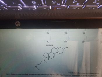 C1:
The molecule below is cholesterol. For each of the eight numbered carbons identify whether they are chiral or achiral (write
either chiral or achiral as your answer).
***
C2:
C6:
4
-traini
$
HO
03:
C7:
2
to DO
3
5
cholesterol
%
11 5
C4:
C8:
7
¹4-
8
6
hp
Y