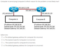 Answered: Computer A Cannot Ping Computer B.… | Bartleby