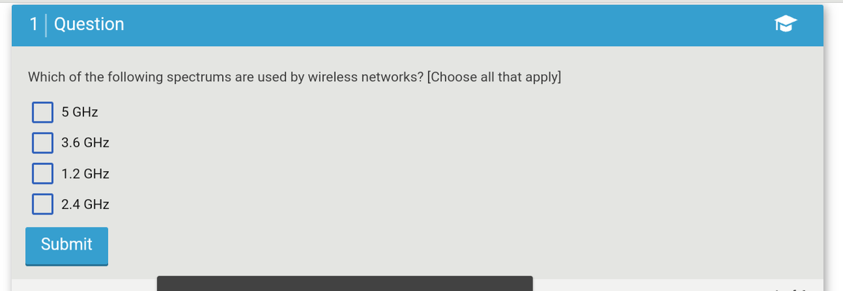 which of the following spectrums are used by wireless networks?