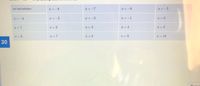 no real solution
T = -8
I = -7
I = -6
I = -5
I = -4
-3
I = -2
I = -1
I= 0
I = 1
T = 2
T = 3
I = 4
I = 5
I = 6
x = 7
8.
I = 9
30
I = 10
