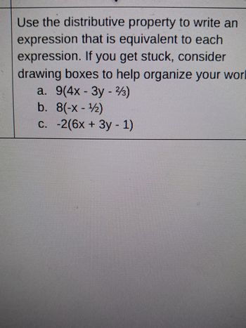 unit 2 expressions homework 5 the distributive property