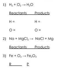 Answered: 1) H2 + O2 → H,0 Reactants Products H =… 