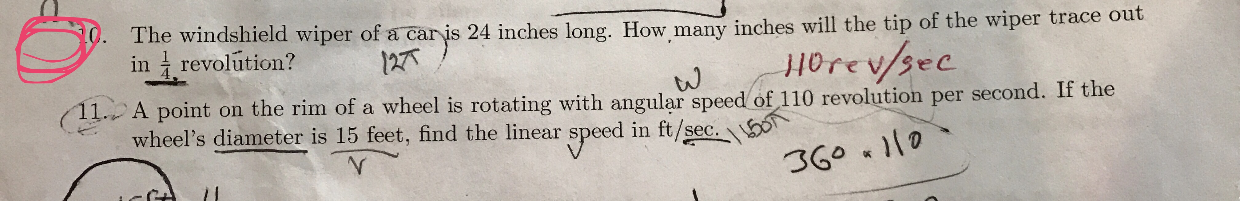 Answered . The windshield wiper of a car is 24… bartleby