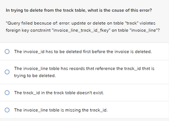Answered In trying to delete from the track…  bartleby