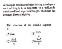 Answered: A Two Span Continuous Beam Having Equal… | Bartleby