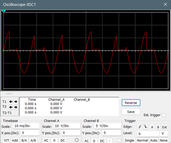 Answered: Oscilloscope-XSC1 T2 T2-T1 Time 0.000 s… | bartleby