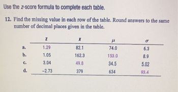 Answered Use the z score formula to complete bartleby