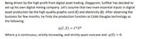 Being driven by the high profit from digital asset trading, Doggycoin, Sulfikar has decided to
set-up his own digital mining company. Let's assume that two main essential inputs in digital
asset production be the high-quality graphic card (C) and electricity (E). After observing the
business for few months, he finds the production function as Cobb-Douglas technology as
the following:
q(C, E) = CªE®
Where q is continuous, strictly increasing, and strictly quasi-concave and q(0) = 0.
