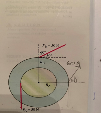 cas no
FB = 50 N
! 60°
FA = 50 N
RB
30°
RA
60N
(38)
J