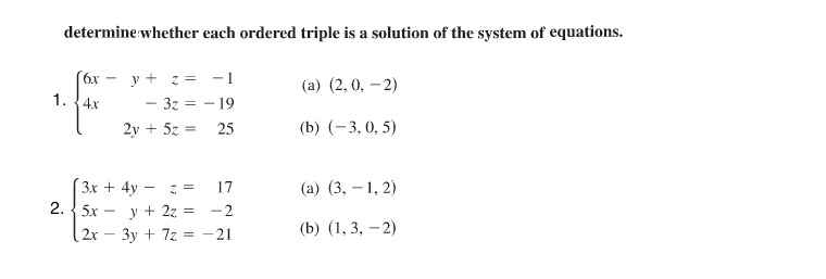 Answered: Determine Whether Each Ordered Triple… | Bartleby