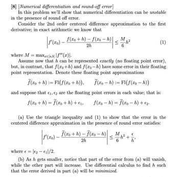 Answered: [8] [Numerical differentiation and… | bartleby