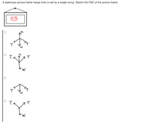 A stationary picture frame hangs from a nail by a single string. Sketch the FBD of the picture frame.
