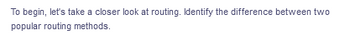 To begin, let's take a closer look at routing. Identify the difference between two
popular routing methods.