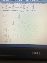 Answered: Given The Bases B = {u,,u2} And B'=… | Bartleby