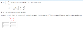 Answered: If A = A B C D Then A Is Invertible If… | Bartleby