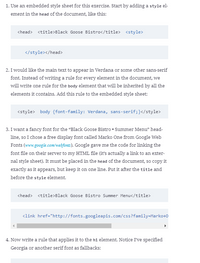 Answered: Mbedded Style Sheet For Th | Bartleby