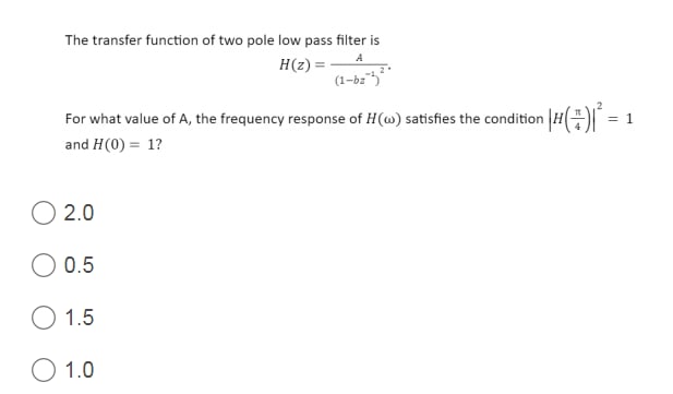 tang jury Prestige Answered: The transfer function of two pole low… | bartleby