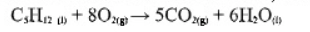 C₁H12 + 802(g) →→ 5CO2(g) + 6H₂O
(1)