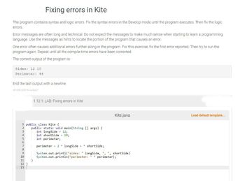 Answered: Fixing Errors In Kite | Bartleby