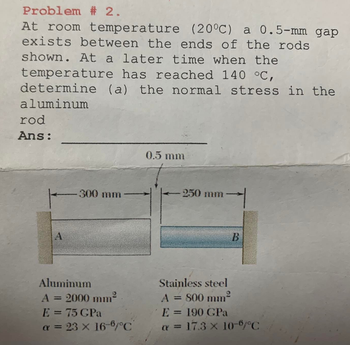 Answered: Problem # 2. At Room Temperature (20°C)… | Bartleby