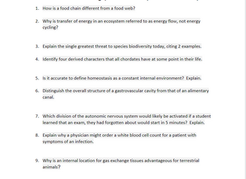 Answered: 1. How is a food chain different from a… | bartleby