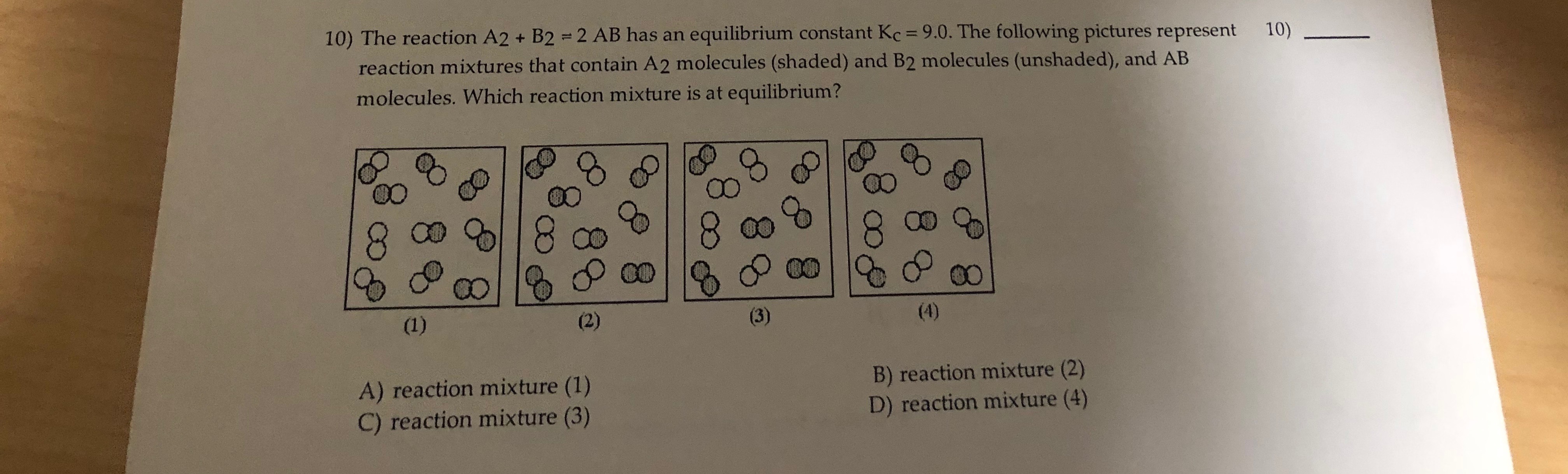 Answered 10 The Reaction A2 B2 2 Ab Has An Bartleby 0847