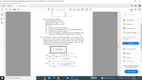 2. Text Ishibashi Soil Mechanics Fundamentals and Applications- Ishibashi 420 PAGES.pdf - Adobe Acrobat Reader DC (64-bit)
File Edit View Sign Window Help
Home Tools
2. Text Ishibashi So... x
202
(228 of 420)
100
50
25
Given the following conditions:
Specimen diameter = 76.0 mm
☐
Type here to search
רו
Initial specimen height = 12.7 mm
Weight of dry specimen = 50.6 gf
Gs = 2.70
(a) Compute and plot e-log o relation.
(b)
Determine preconsolidation stress by Casagrande's method.
Compute the compression index Cc.
(c)
(d)
Is this soil normally consolidated or overconsolidated if the
specimen's current effective overburden stress is 150 kP
9.11 A soil profile is shown in the following figure. A new footing will be
placed on the ground and the average vertical stress increment at the
midpoint of the clay layer due to the new footing will be Ao, = 25.5 kPa.
Estimate the final primary consolidation settlement of the clay layer.
Assume that the clay is normally consolidated.
New footing
2.8 m
Ydry 18.0 kN/m³
W.T.
4.2 m
Ywet 18.6 kN/m³
3.0 m
Ywet = 18.2 kN/m³, e,= 0.82
LL = 44, PL = 20
Sand
Sand
Clay
9.60
9.79
10.02
Sand
EP
C
100%
28°C Partly sunny
I
Search 'Combine PDF'
Create PDF
Comment
Combine Files
Organize Pages ^
(4) ENG
x
Delete, insert, extract and
rotate pages.
Try now
Compress PDF
Redact
Protect
Adobo Sian
Convert, edit and e-sign PDF
forms & agreements
Free 7-Day Trial
9:57 am
03/02/2022
C