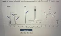 Analyze the spectrum and using the integrations and chemical shifts, assign the protons for the structure shown.
'H NMR
2 H
B
H.
CI
IHIH
H.
(CH3),Si
4.2
4.1
4.0
3.9
6.0
5.5
5.0
4.5
4.0
3.5
3.0
2.5
2.0
1.5
1.0
0.5
0.0
300-MHz 'H NMR spectrum ppm (8)
Answer Bank
HD
HC
