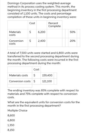 Answered: Domingo Corporation uses the… | bartleby