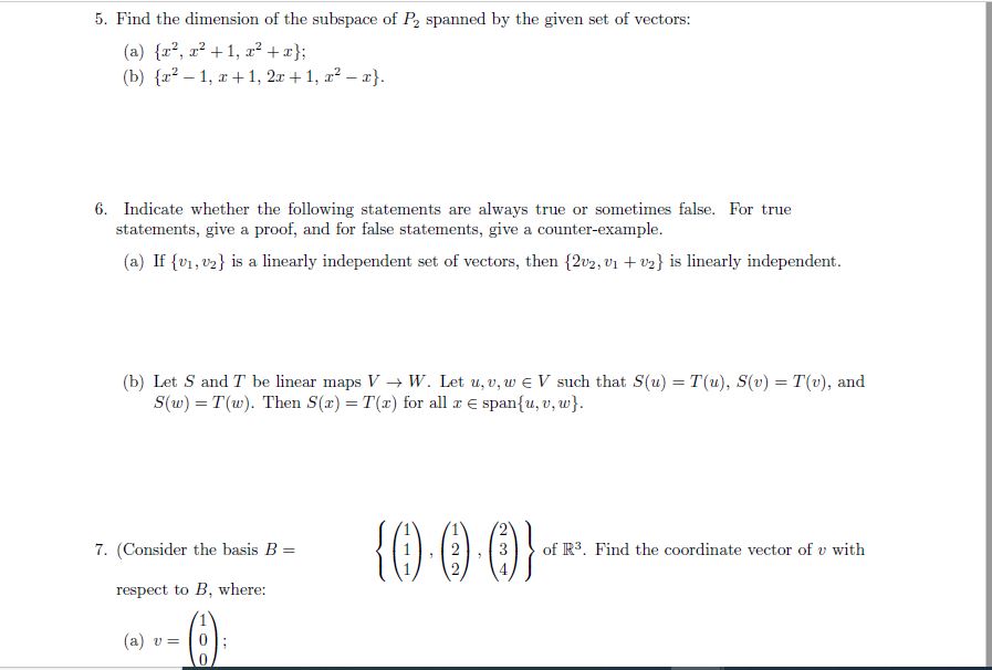 Answered 5 Find The Dimension Of The Subspace Bartleby