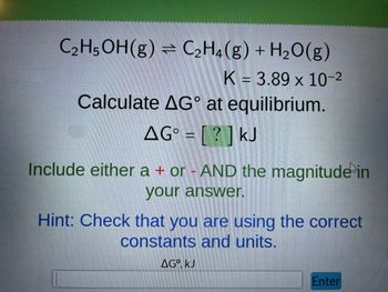 Answered C H5OH g C H g H O g K 3.89 bartleby