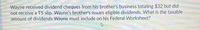 Wayne received dividend cheques from his brother's business totaling $32 but did
not receive a T5 slip. Wayne's brother's issues eligible dividends. What is the taxable
amount of dividends Wayne must include on his Federal Worksheet?
