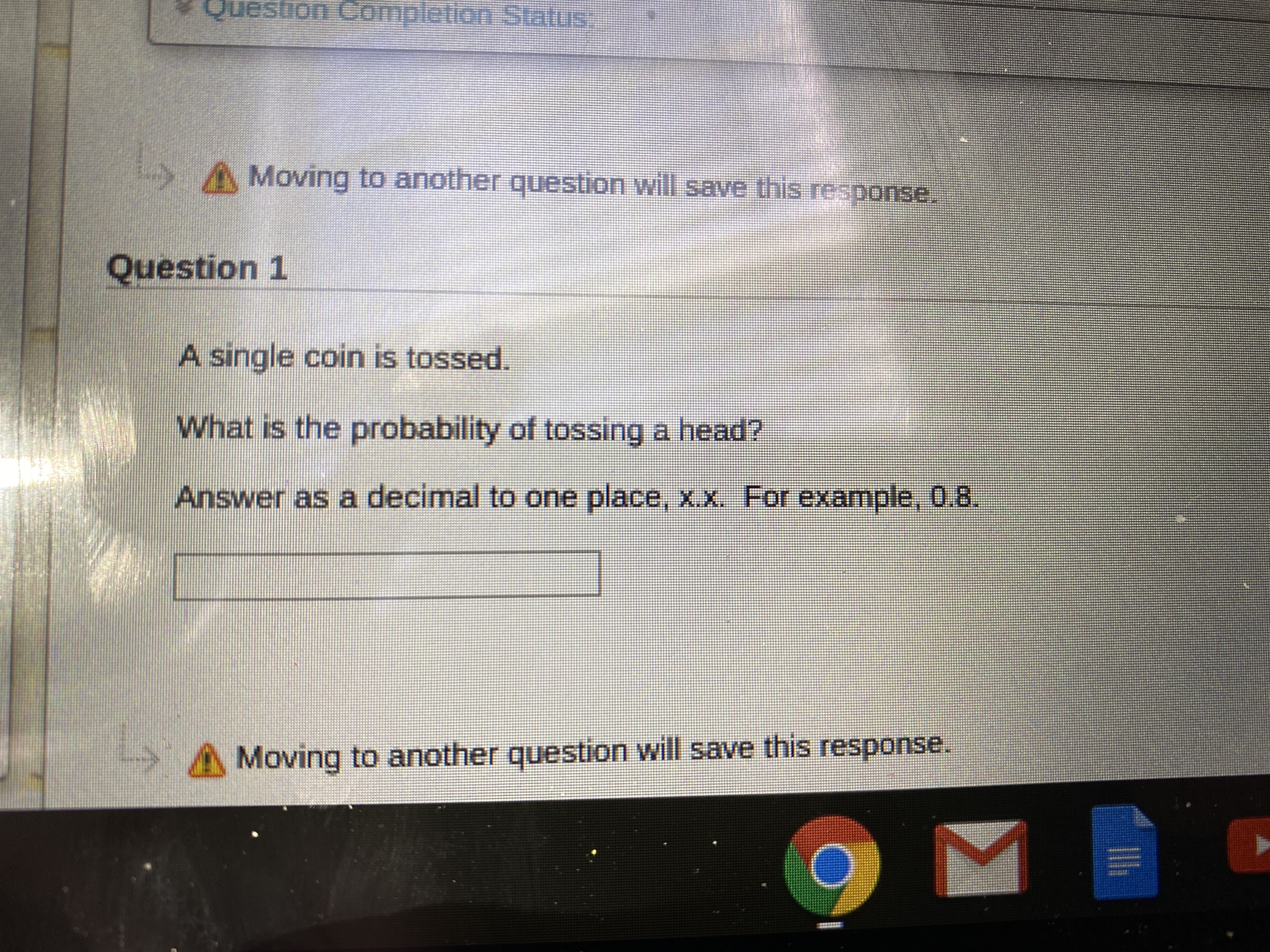 A single coin is tossed.
What is the probability of tossing a head?
