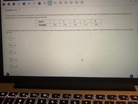 ( 10 of
(10
11
12
13
14
15
16
4
6.
8
9
2
Question 10
A round spinner is divided into five sections, where the sections do not have the same size. Using the measure of the interior angles, the probability of the spinner landing on any
individual space on a spin is calculated and given in the table.
Section
1
Probability
0.40
0.20
0.20
0.15
0.05
A statistics student is asked to test the integrity of the spinner using a chi-square goodness-of-fit test. What is the minimum number of times the spinner should be spun to conduct
this test?
A
B
25
C
50
100
E
500
esc
딤 F3
000
O00
F4
F1
F2
II
F8
F5
F6
F7
F9
F10
F11
@
#
$
1
&
*
5
5
