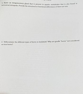 Answered: 1. Name an integumentary gland that is… | bartleby