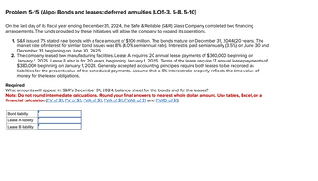 Answered: Problem 5-15 (Algo) Bonds And Leases;… | Bartleby