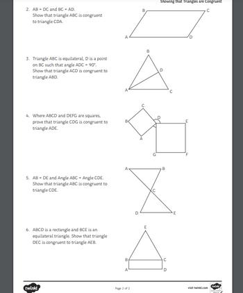 Answered: 2. AB DC and BC-AD. Show that triangle… | bartleby