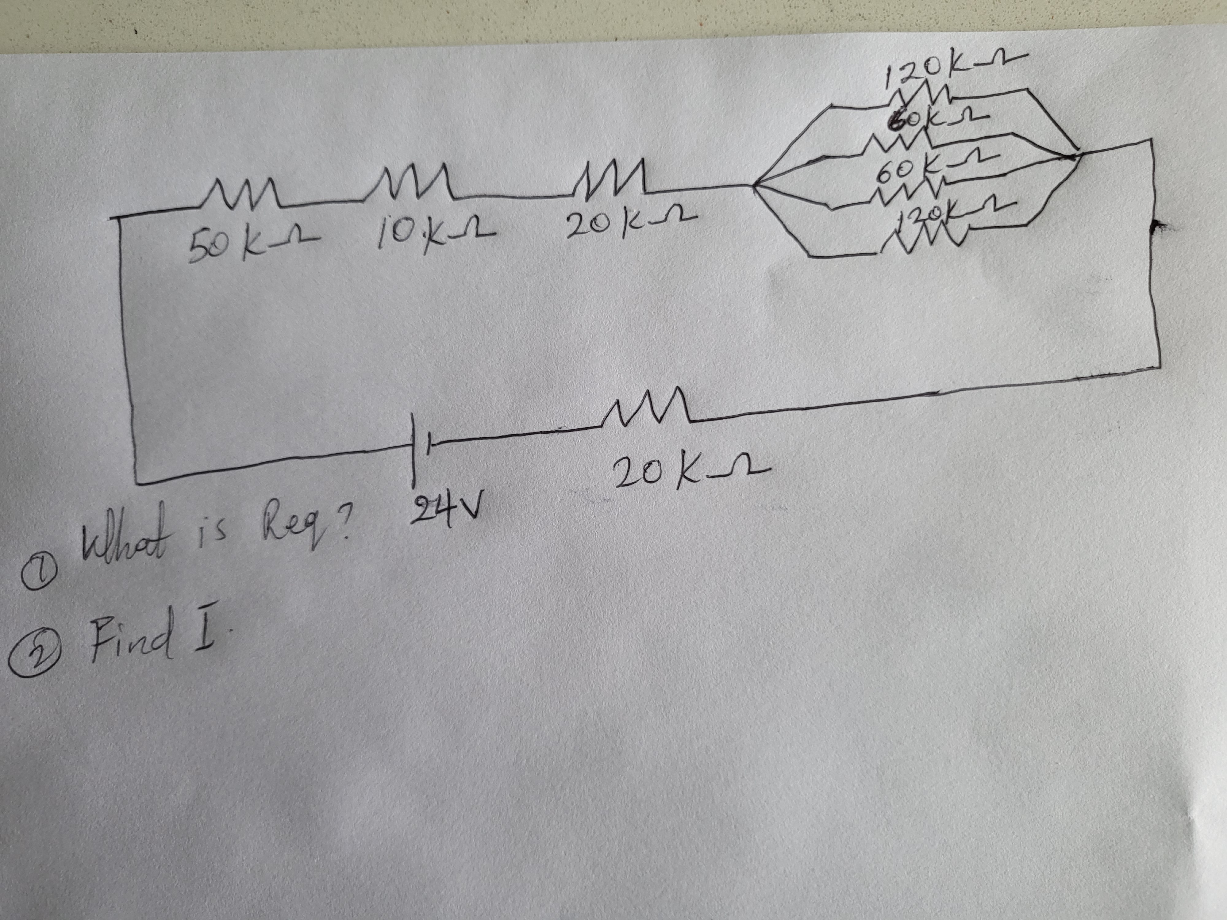 120kn
50kr 10k
20k2
60KL
20k2
What is Reg? 24V
20k-
20K-2
Find I
